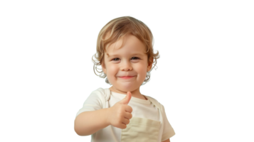 Toddler Showing Thumb Up on Transparent Background - Kid with Positive Gesture png