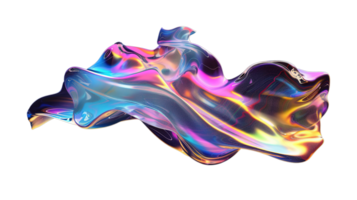 Holographic Liquid Blob Shape Isolated on Transparent - Wavy Iridescent Melted Substance png