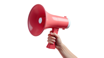 Megaphone Advertisement in Hand on Transparent Background, Marketing and Sales png