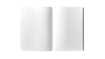Opened White A4 Magazine Brochure Mockup in 3D Rendering on Transparent png