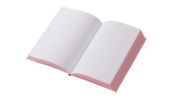 3D Rendering of Opened Blank White A4 Magazine Brochure Mockup on Transparent png