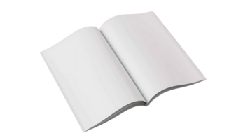 3D Rendering of Opened Blank White A4 Magazine Brochure Mockup at Transparent png