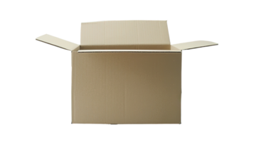 Open Cardboard Box on Transparent Background. Package, Empty, Mail, Shipping, Paper, Packing, Gift, Post, Delivery, Isolated, Cargo, Pack, Storage, Send, Deliver, Brown png