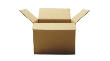 Open Cardboard Box on Transparent Background. Package, Empty, Mail, Shipping, Paper, Packing, Gift, Post, Delivery, Isolated, Cargo, Pack, Storage, Send, Deliver png