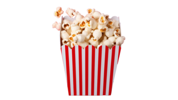 Classic Popcorn in Striped Box on Transparent Background, Empty Space. Snack, Movie Time, Film png