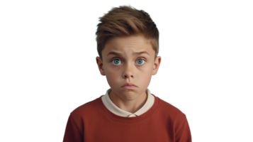 Scared Boy Looking at the Camera Isolated on Transparent Background png