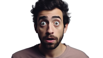 Fearful Man Staring at the Camera Isolated on Transparent Background png