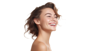 Happy Woman with Flawless Complexion Isolated on Transparent png