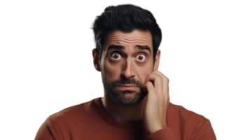 Anxious Man on Transparent Background. Concerned, Nervous, Troubled png