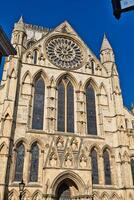 Cathedral Facade with Rose Window and Stained Glass in York, UK. photo