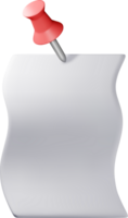 3D empty paper sheets hanging with push pin png