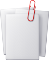 3D empty paper sheets hanging with paper clip png