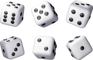 3D set of dice white playing cube png