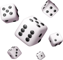 3D set of flying dice white playing cube png