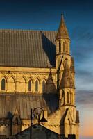 Stone Church Facade with Roof and Turrets in York, UK. photo