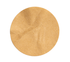 textured crumpled sticker circle paper cardboard price tag sticker with copy space, featuring a cutout transparent background for easy integration into office designs png