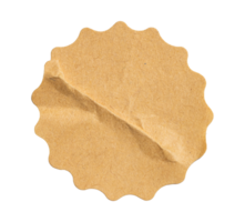 Recycled crumpled sticker paper cardboard price tag sticker with copy space, featuring a cutout transparent background for easy integration office designs png