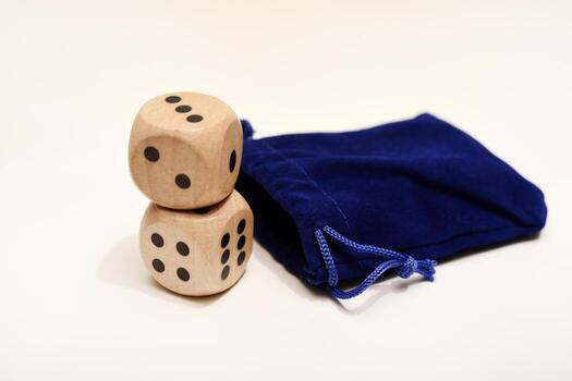Dice on a white background. Large and small dice. photo