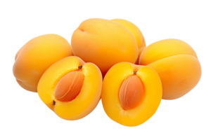 Apricot half or yellow plum with kernel isolated on transparent background png
