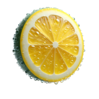 Vibrant Lemon Slice with Refreshing Water Droplets png