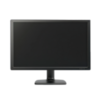 A modern black computer monitor with dark blank display screen png
