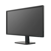 A modern black computer monitor is displayed in a studio setup png