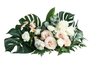 A beautiful arrangement featuring several varieties of fresh flowers and foliage png