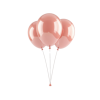 Three pink balloons are floating together with attached strings png