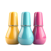 3D Colorful Bottles Set On Transparent Background png