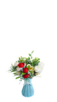 Artificial flowers arrangement in vase isolated on transparent background png