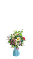 Beautiful artificial flowers arrangement in vase isolated on transparent background png