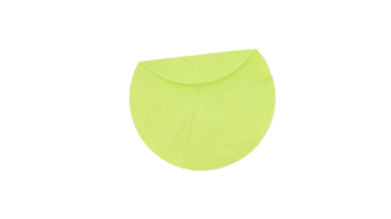 Crumpled empty green circle adhesive paper label isolated on transparent background png