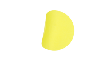 Crumpled empty bright yellow circle adhesive paper label isolated on transparent background png