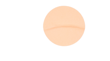 Crumpled peach colored paper sticker label with blank space isolated on transparent background png