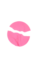 Crumpled empty pink circle adhesive paper label isolated on transparent background png