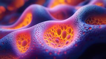 Abstract cellular structure, vibrant colors, close-up view photo