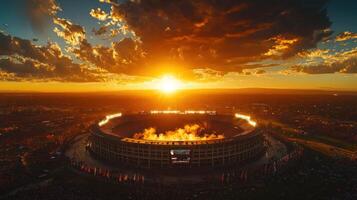 Aerial Sunset Over Stadium Crowd photo