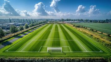Aerial View of Soccer Field, Rural Setting photo