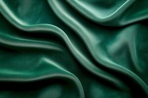 Soft green fabric textures create a calming atmosphere in an elegant interior setting. Luxurious green fabric drapes gently and flows smoothly, highlighting its rich texture photo