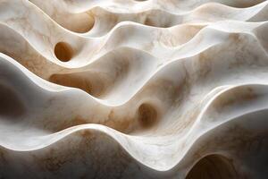 Exploration of wavy textures in home decor materials showcasing fluidity and design elegance. Textured surface displays smooth, wavy patterns resembling natural forms photo