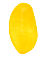 A vertical half of ripe yellow mango fruit isolated with clipping path in file format png