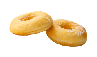 Two brown sugar glazed cinnamon donuts in stack isolated with clipping path in file format png