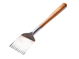 Metal rake with a wooden handle isolated on transparent background png