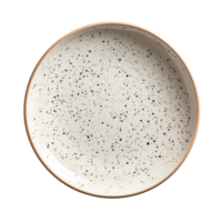 Minimalistic ceramic plate with speckled design isolated on transparent background png