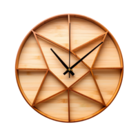 Modern bamboo wall clock with unique design isolated on transparent background png