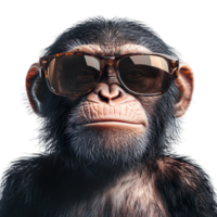 Monkey with sunglasses isolated on transparent background png
