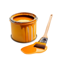 abierto pintar lata y cepillo con goteo aislado en transparente antecedentes png