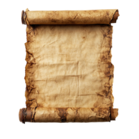 Old mediaeval paper sheet parchment scroll isolated on transparent background png