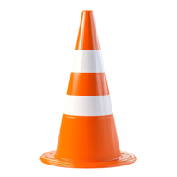 Orange traffic cone with white lines isolated on transparent background png