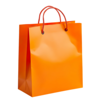 Orange Paper shopping Bag isolated on transparent background png
